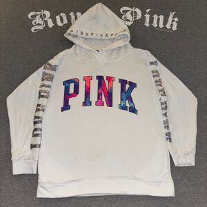 Victoria’s Secret PINK Watercolor Sequin Bling Pullover Hoodie Sweatshirt - MD